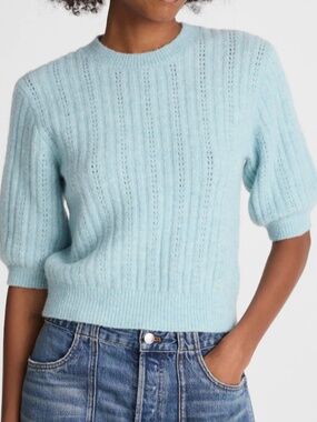 Madewell CloudSoft Short-Sleeve Sweater Tee Mint Blue XS